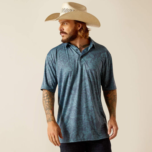 ARIAT BLUE ATOLL CHARGER 2.0 PRINTED POLO SHIRT