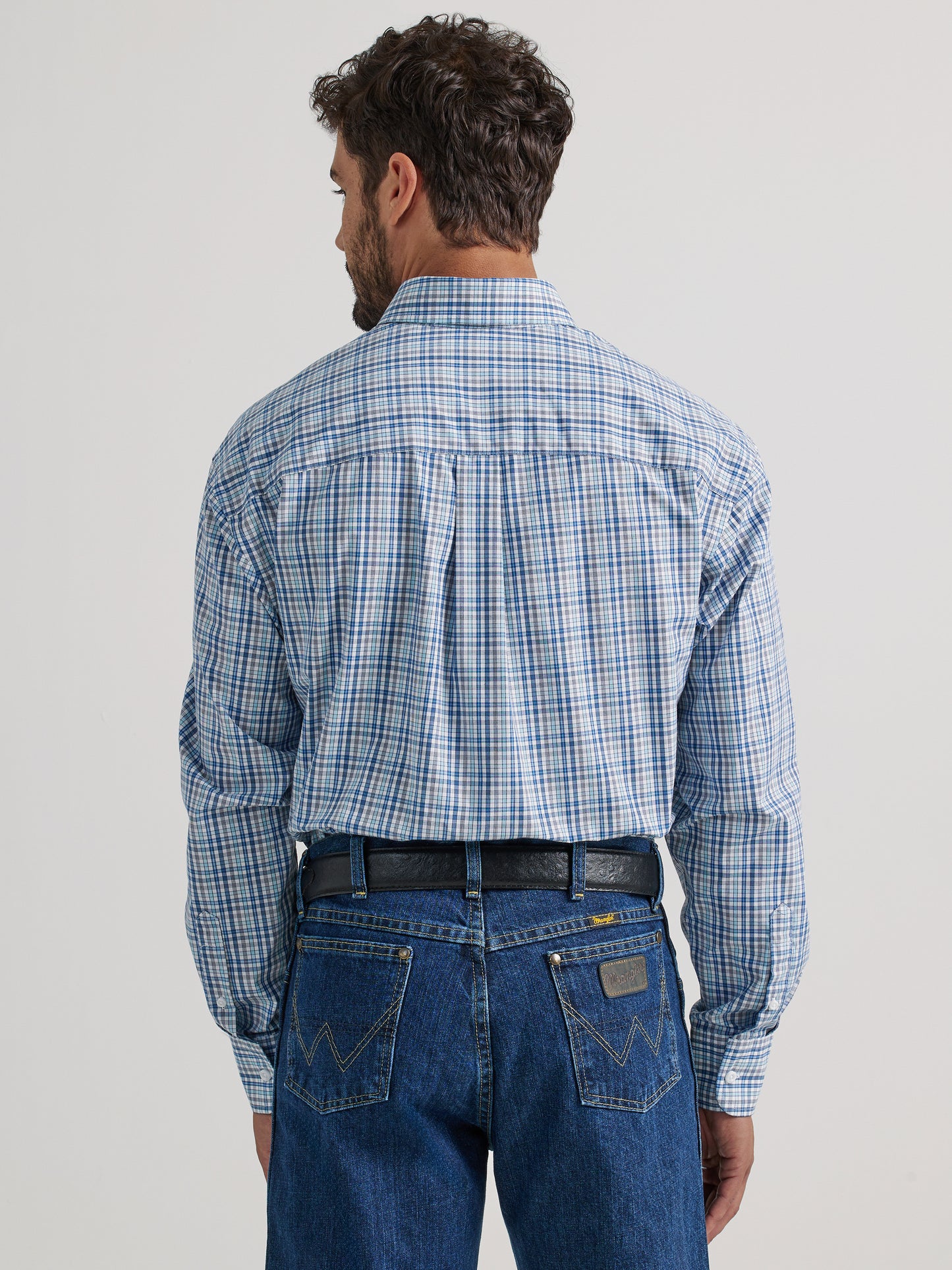 WRANGLER GEORGE STRAIT BLUE PLAID LONG SLEEVE SHIRT