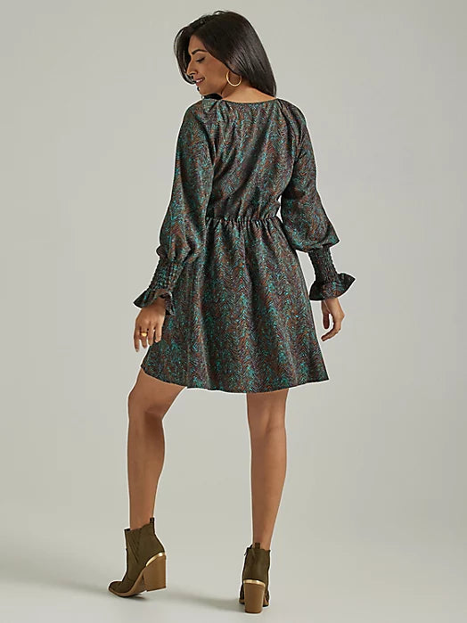 Wrangler Retro Antique Rawhide Button Fit & Flare Dress