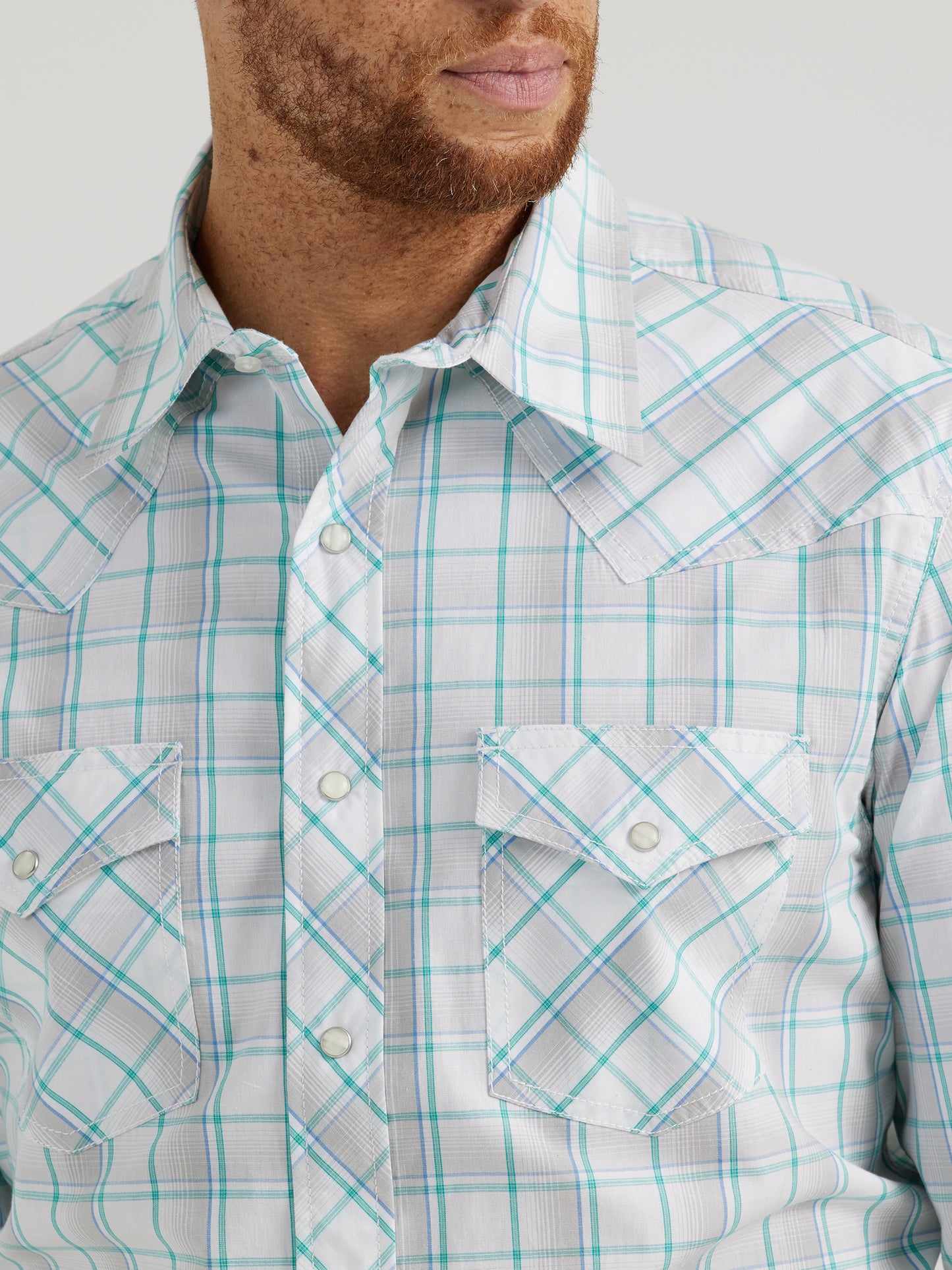 WRANGLER 20X TURQUOISE STRIPED LONG SLEEVE SNAP SHIRT