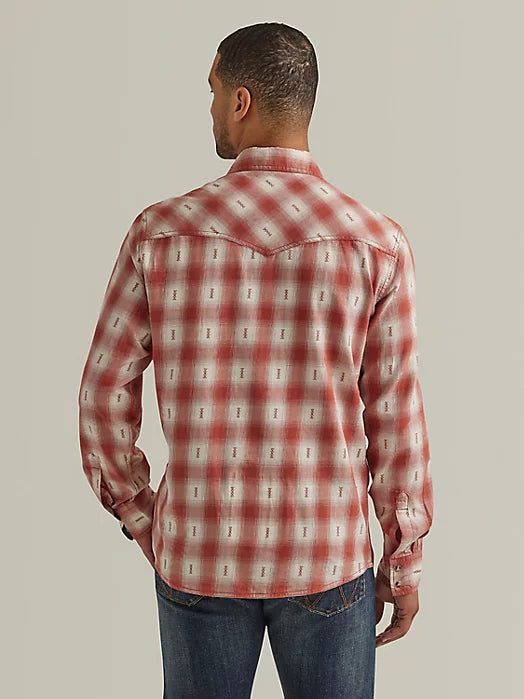 MEN'S WRANGLER RETRO PREMIUM LONG SLEEVE RUST SNAP SHIRT