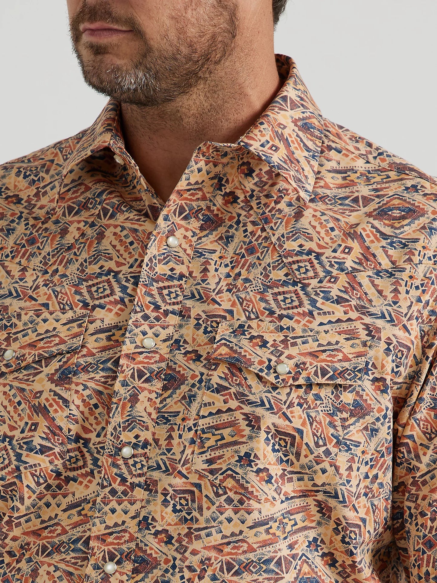 WRANGLER CHECOTAH FIESTA ORANGE LONG SLEEVE SNAP SHIRT