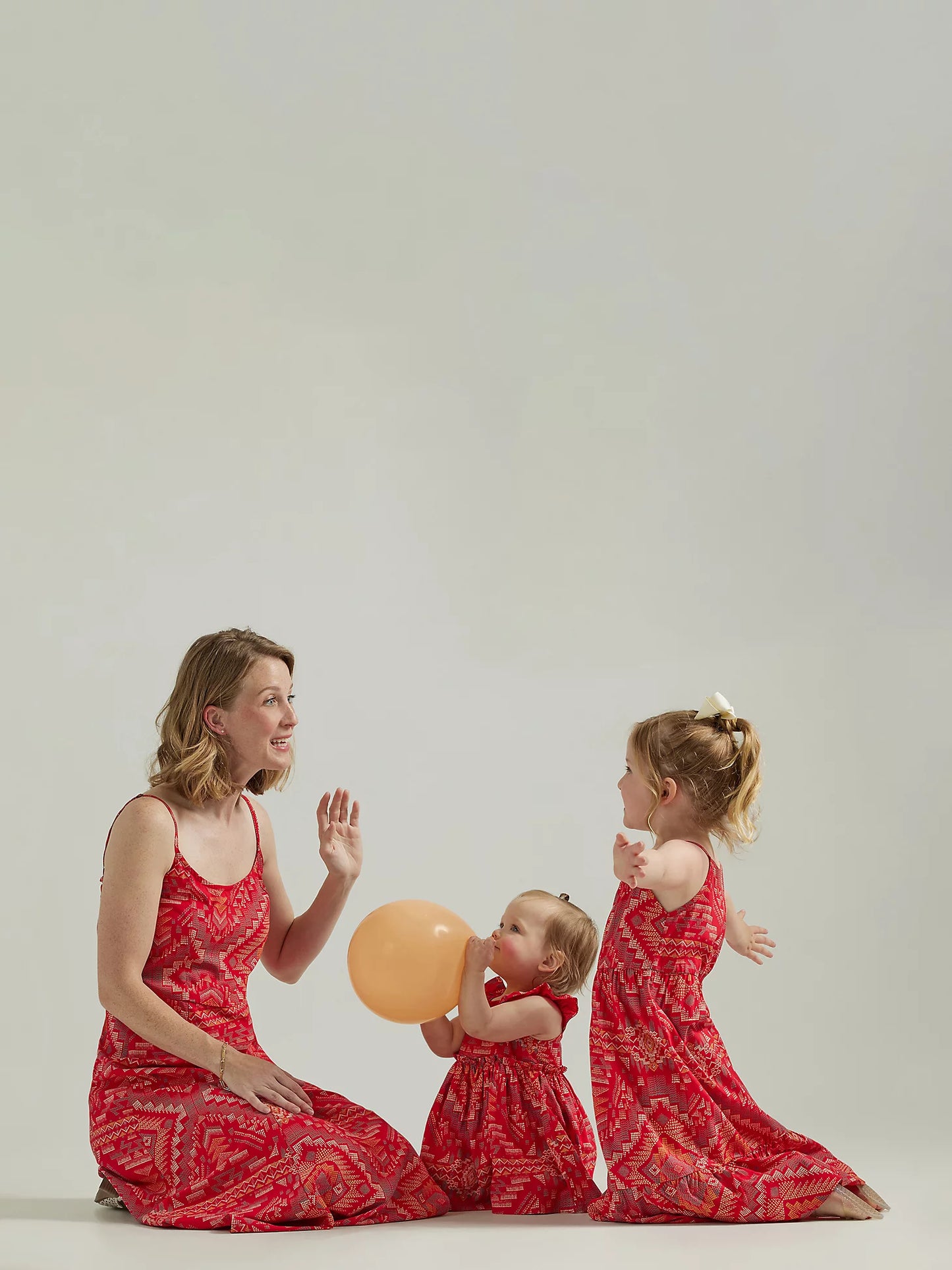 WRANGLER LITTLE GIRL'S RED SOUTHWESTERN RUFFLE STRAP DRESS