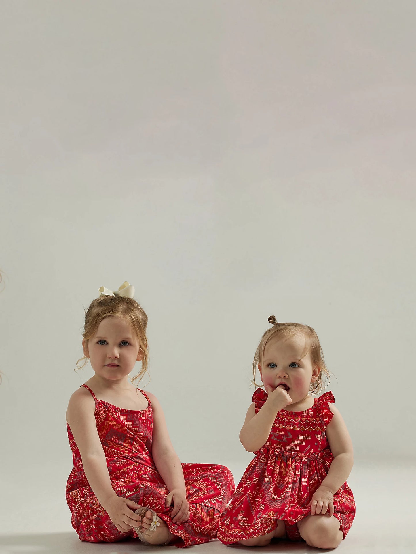 WRANGLER LITTLE GIRL'S RED SOUTHWESTERN RUFFLE STRAP DRESS