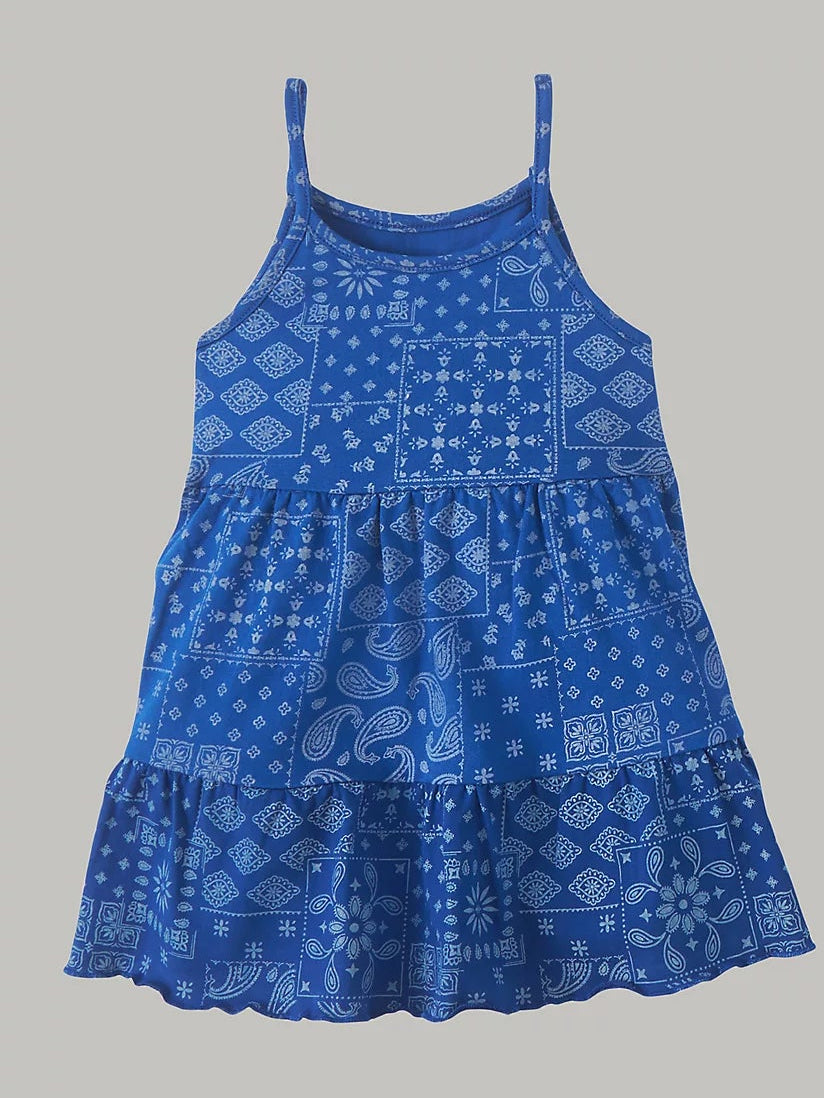 WRANGLER LITTLE GIRL'S COBALT BLUE BANDANA TANK TIERED DRESS
