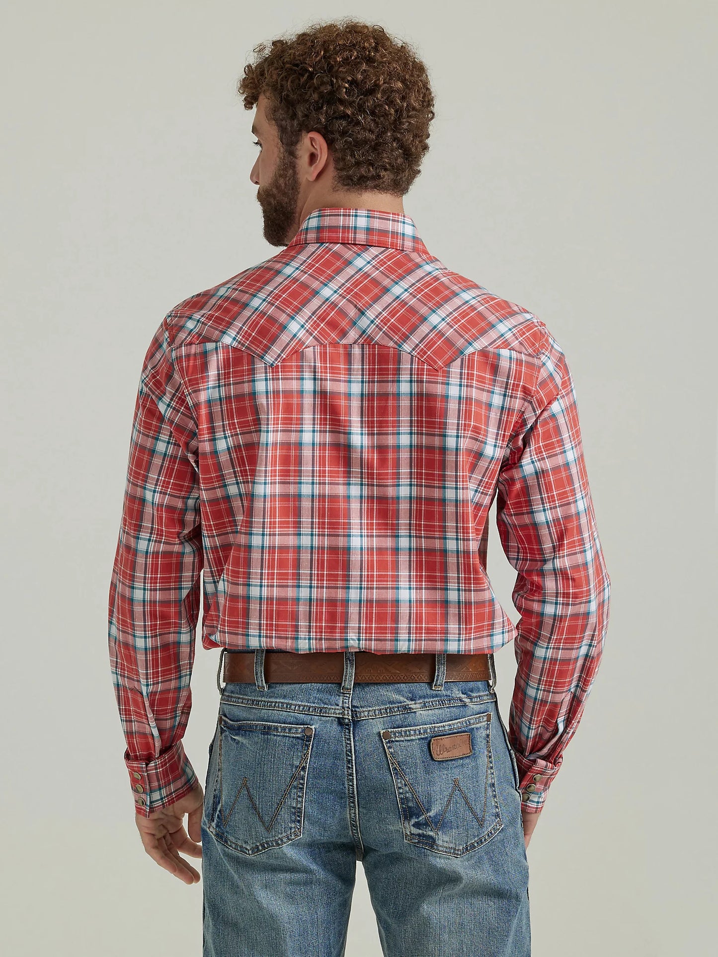 WRANGLER RETRO RED PICNIC LONG SLEEVE SAWTOOTH SNAP SHIRT