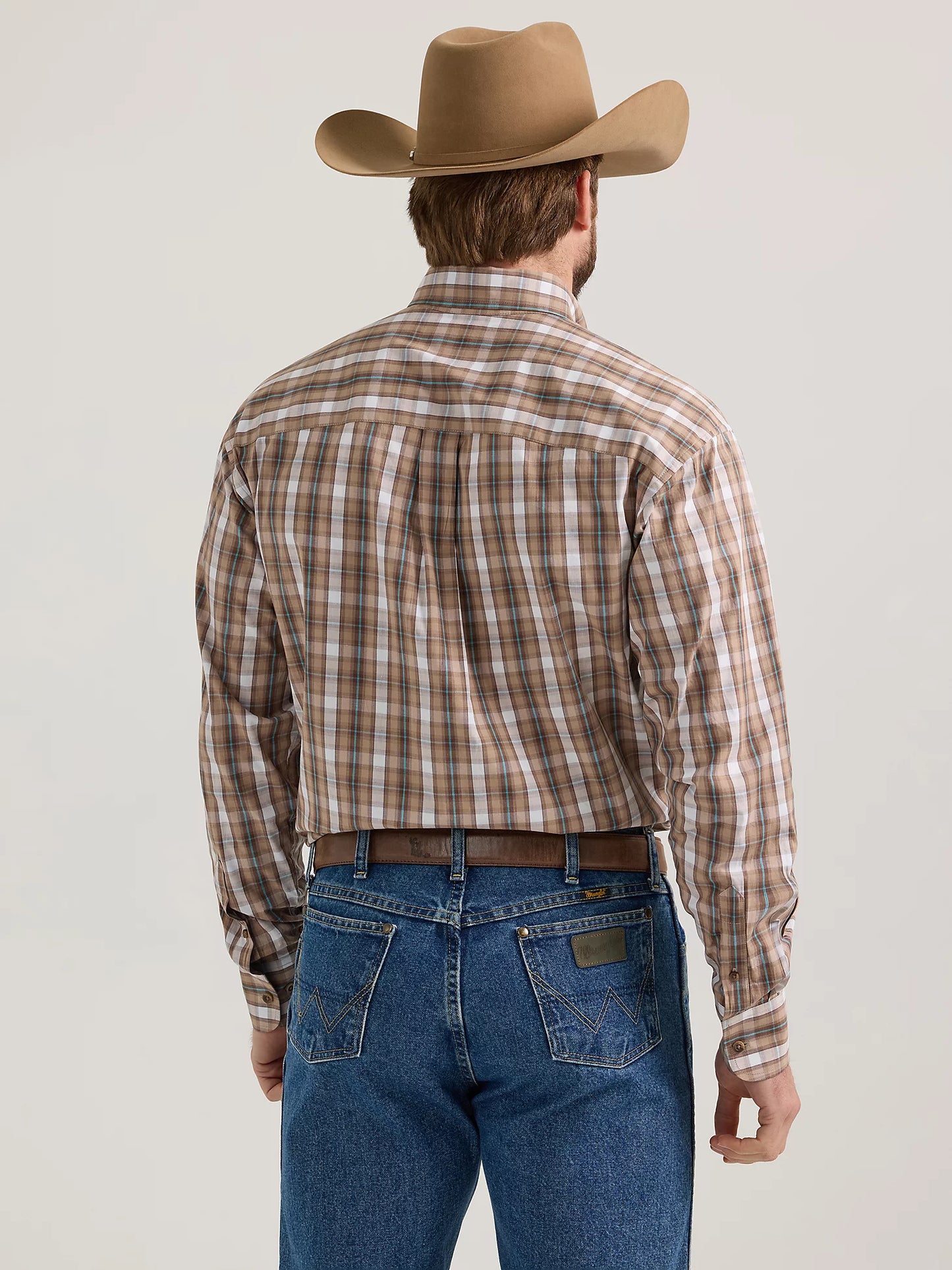 Wrangler George Strait Big Brown Long Sleeve Button Down Two Pocket Shirt