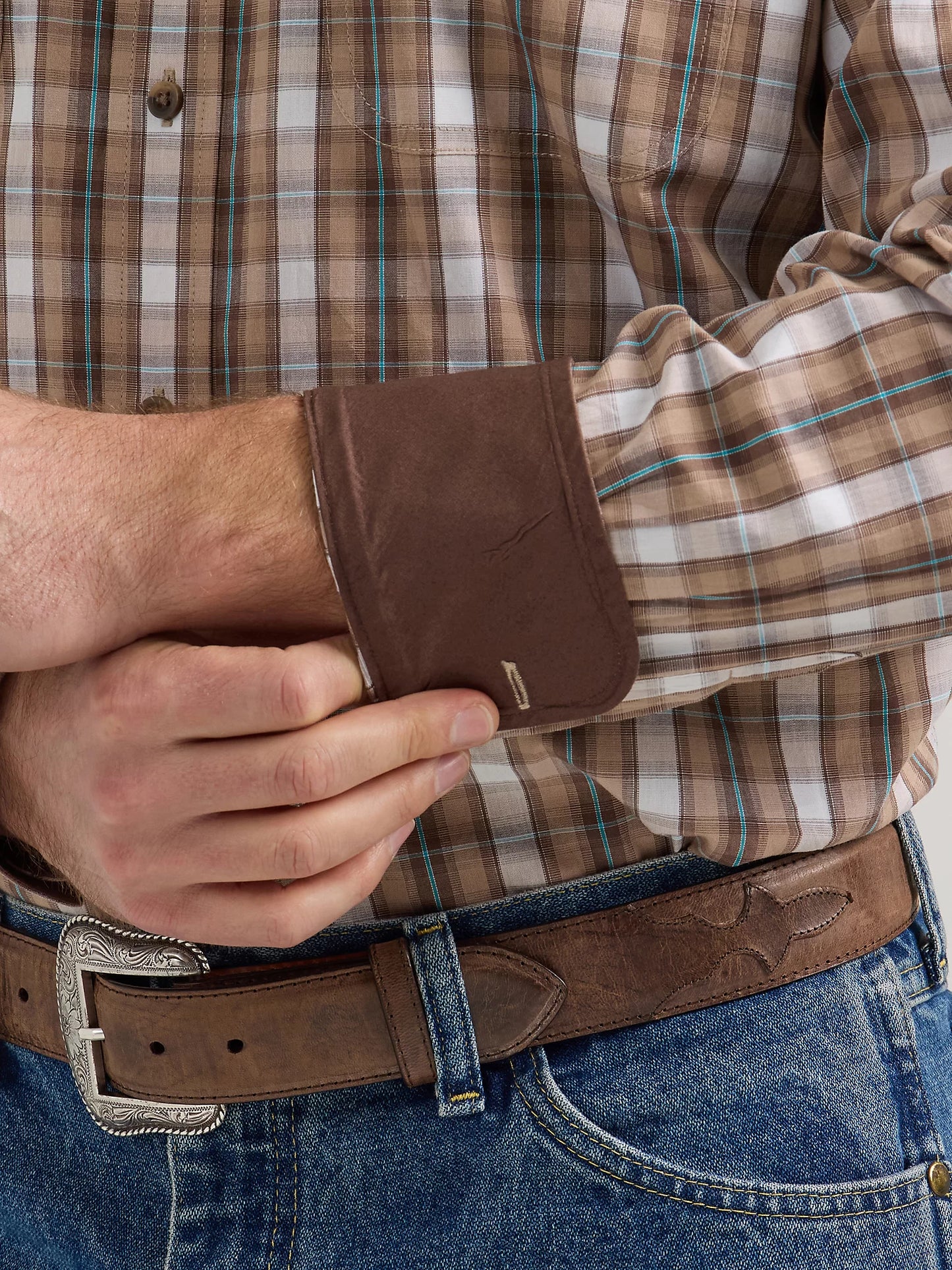 Wrangler George Strait Big Brown Long Sleeve Button Down Two Pocket Shirt