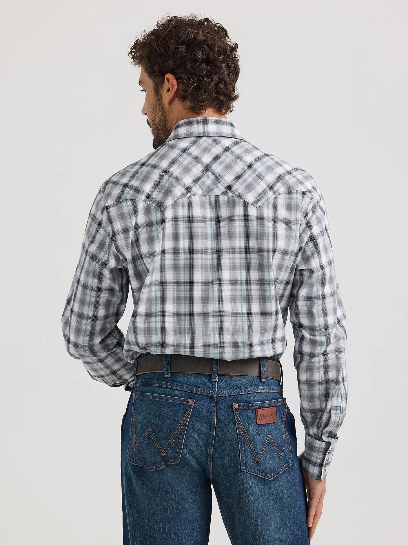 Wrangler Retro Smoky Grey Long Sleeve Sawtooth Snap Pocket Shirt