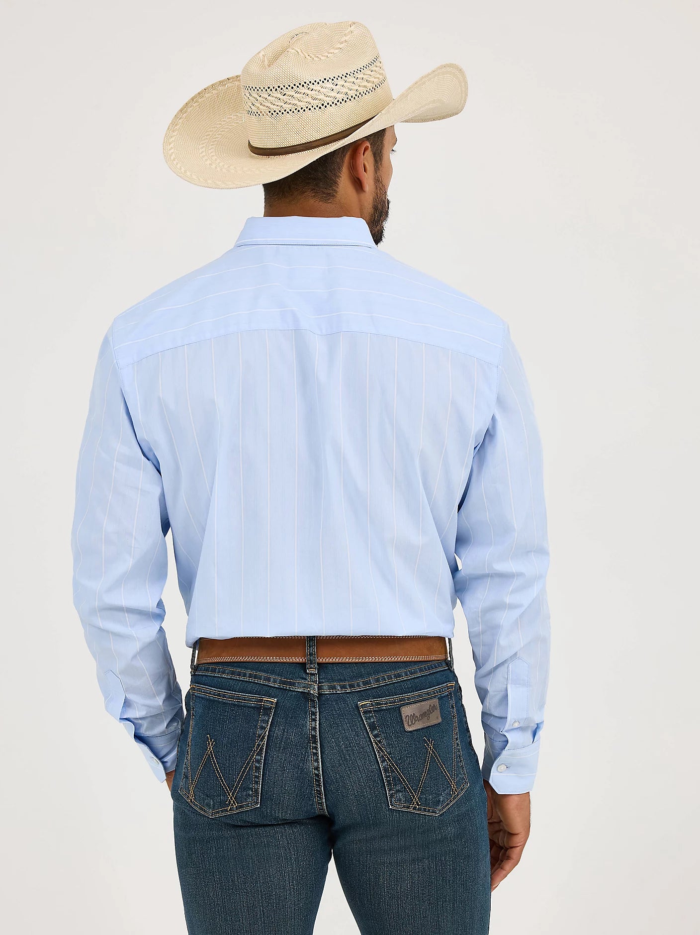 Wrangler Cody Johnson Sky Pinstripe One Pocket Button Down Shirt