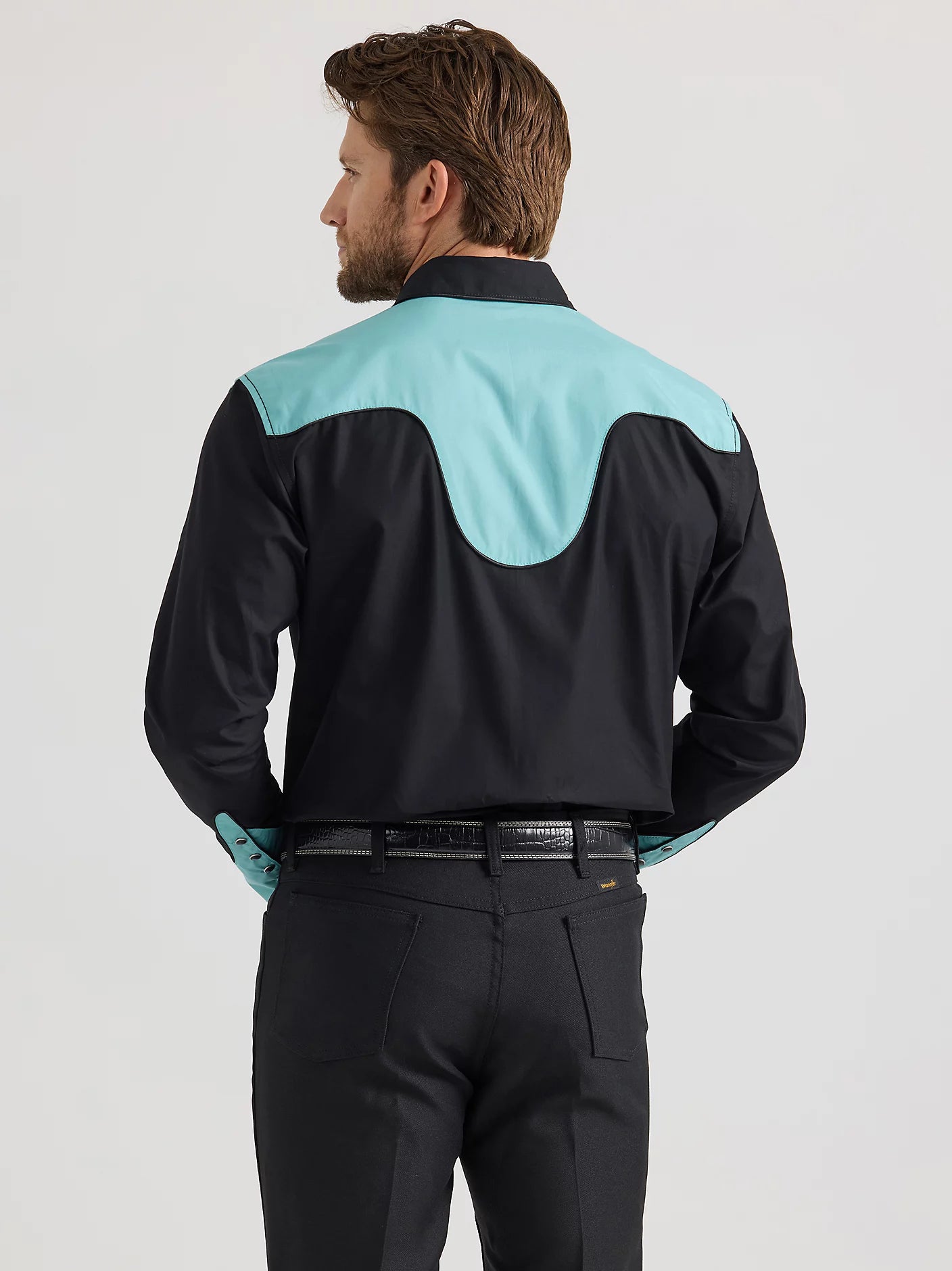 Wrangler® Rodeo Ben Blue/Black Western Snap Shirt