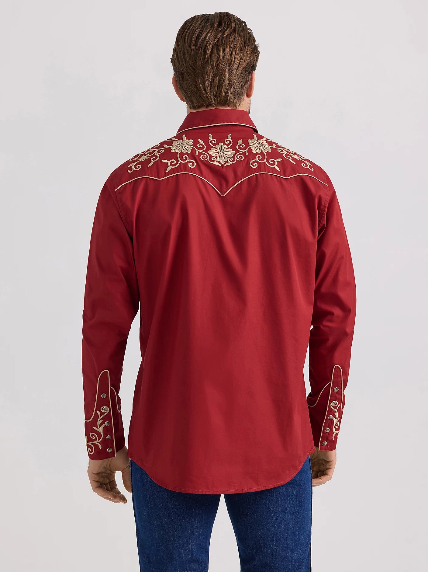 Wrangler® Rodeo Ben Ruby Red Western Snap Shirt