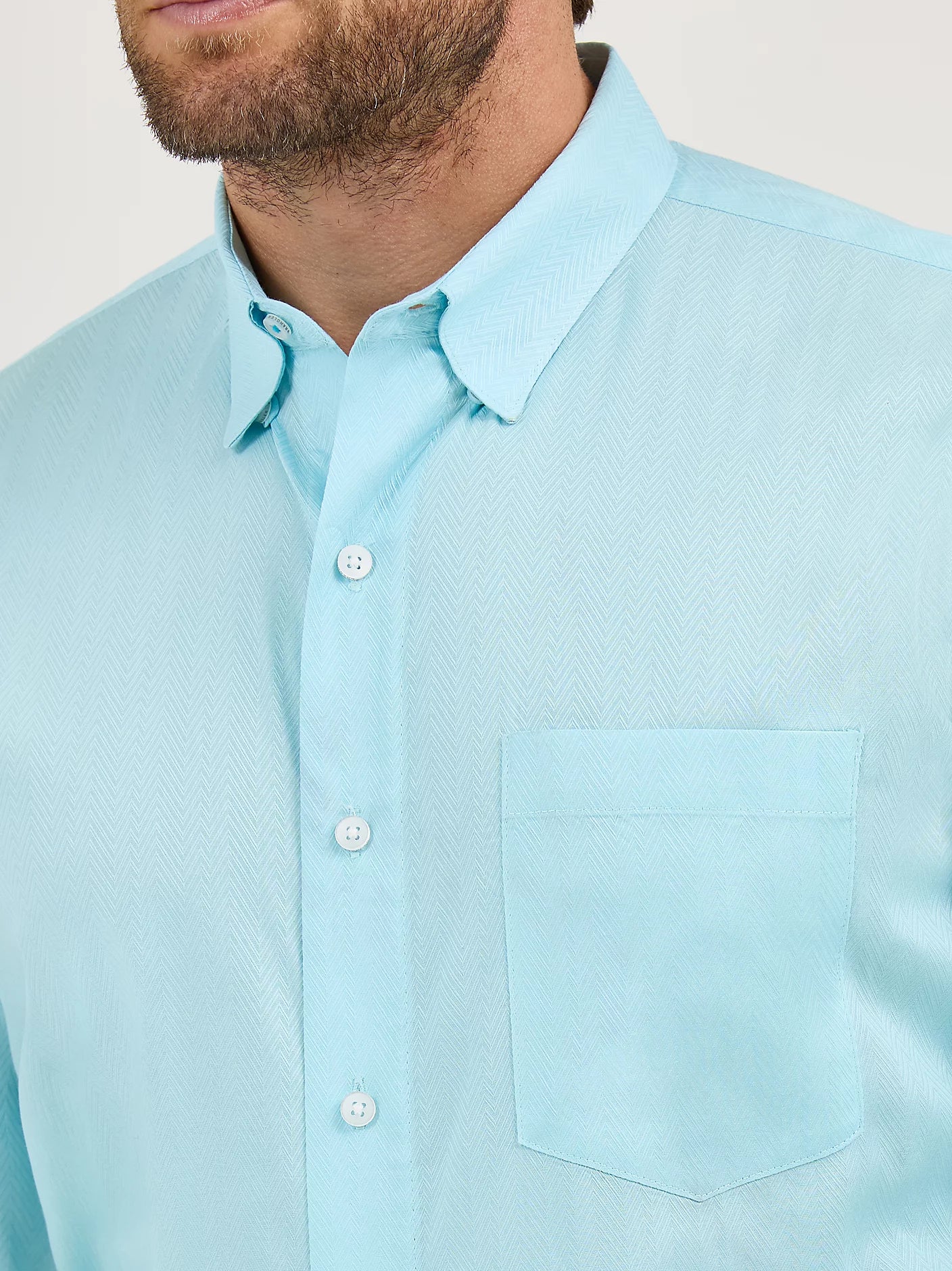 Wrangler Cody Johnson Men's Aqua Chevron One Pocket Button Down Shirt
