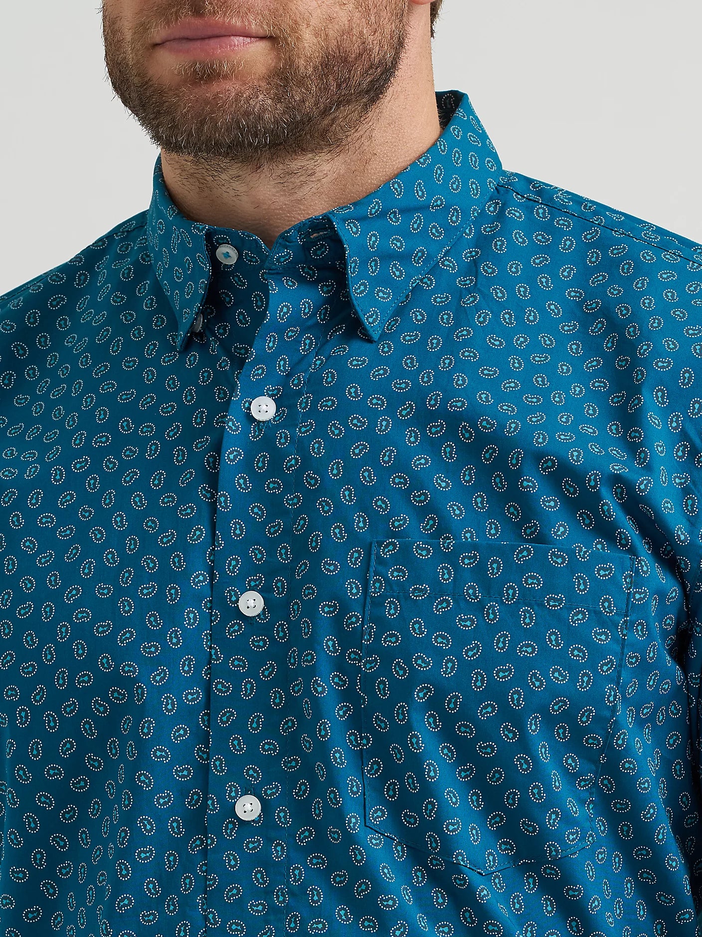 Wrangler X Cody Johnson Ink Blue Cell Button Down Shirt