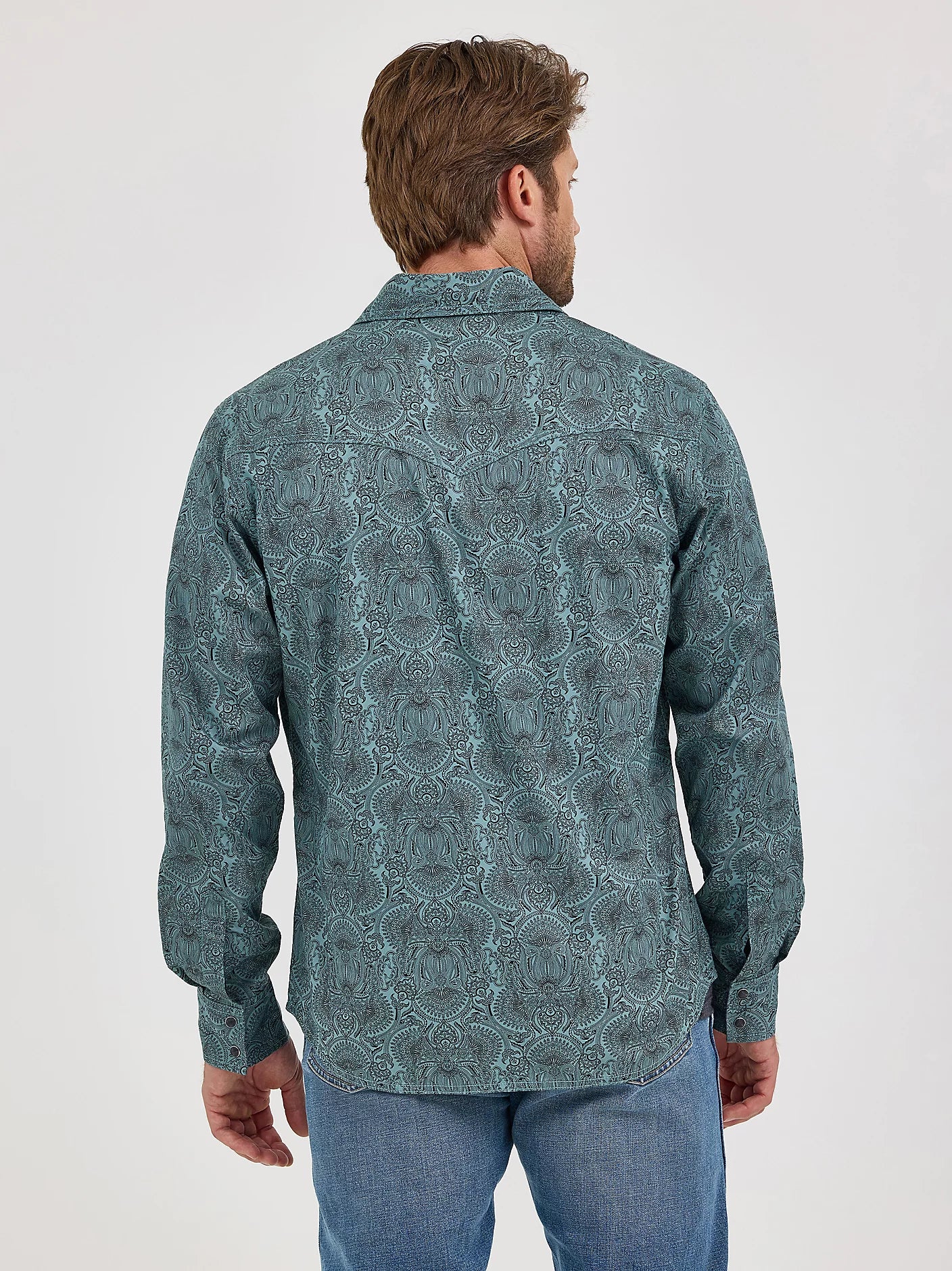 Wrangler Retro Pine Paisley Premium Long Sleeve Western Snap Shirt