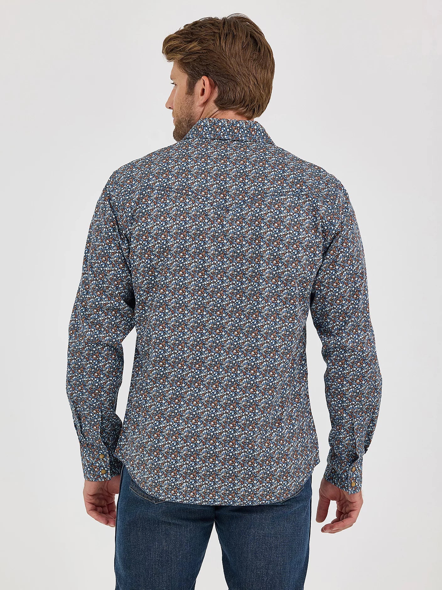 Men's Wrangler Retro Premium Speckly Blue Long Sleeve Shirt