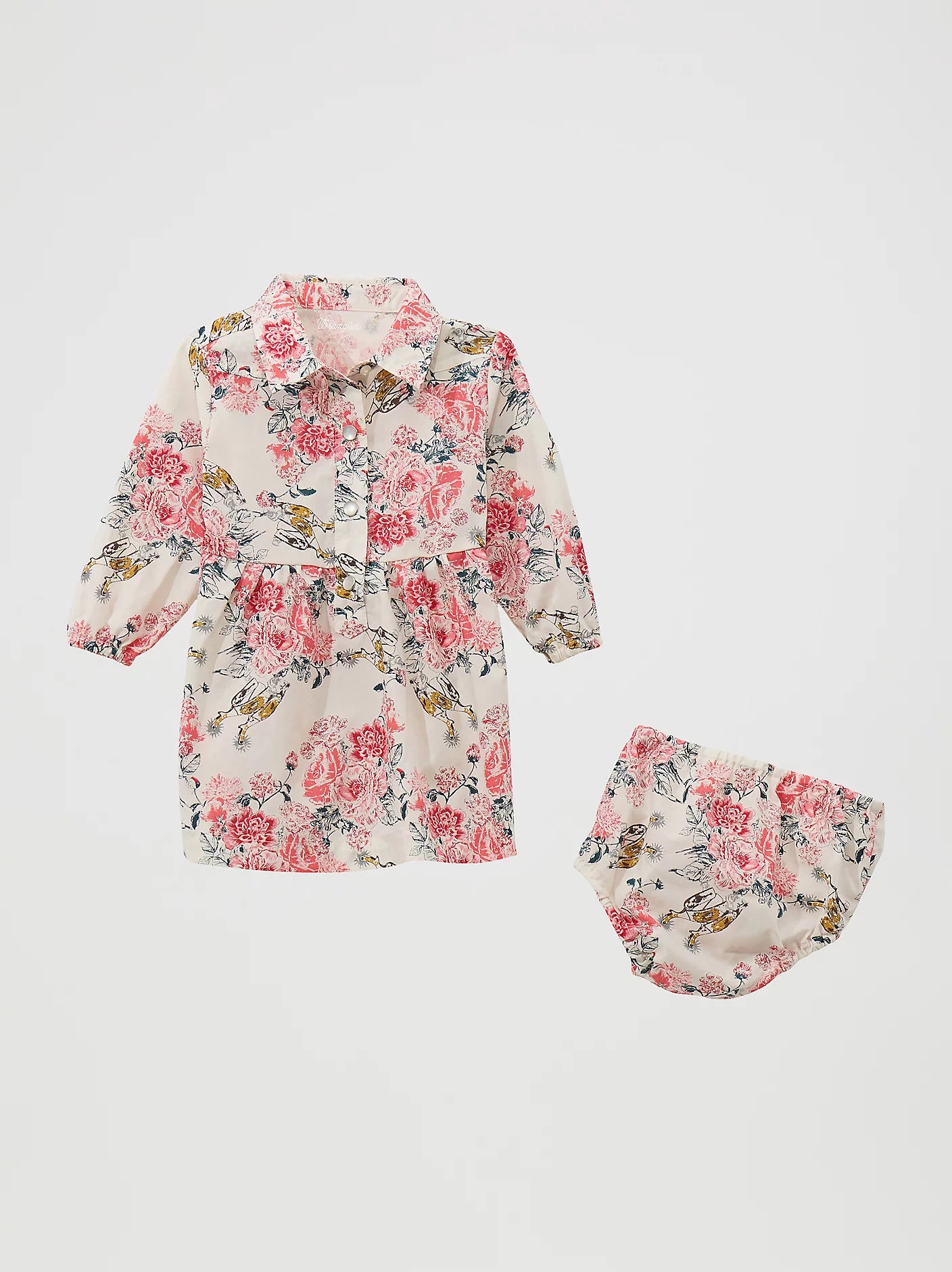 Wrangler Little Girl's Floral White Western Snap Dress