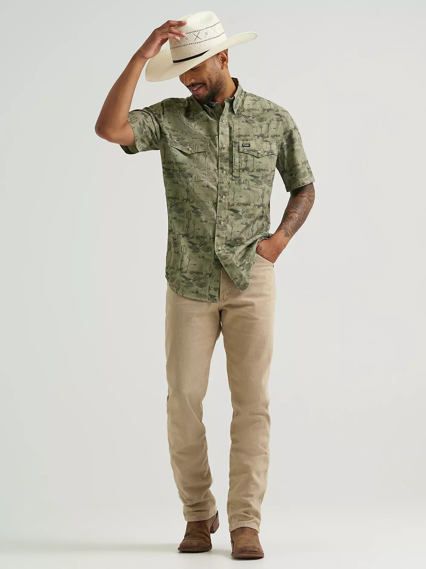 Wrangler All Terrain Gear Men's Olivine Performance Shirt