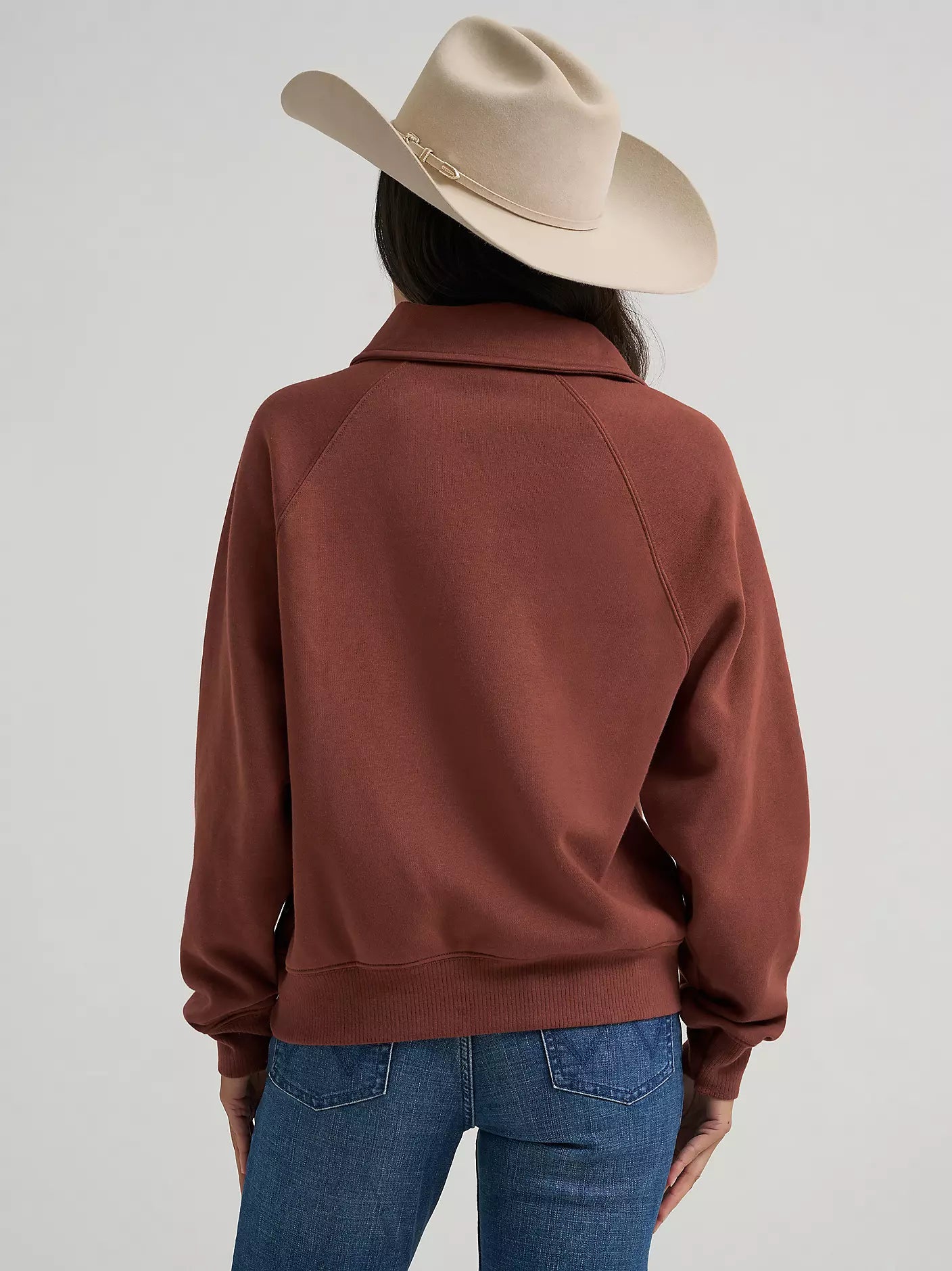 Women's Rust Horseshoe Collared Zip Pullover