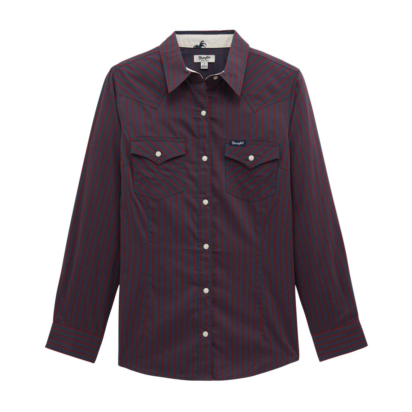 Wrangler Retro Burgundy Western Dress Snap Shirt