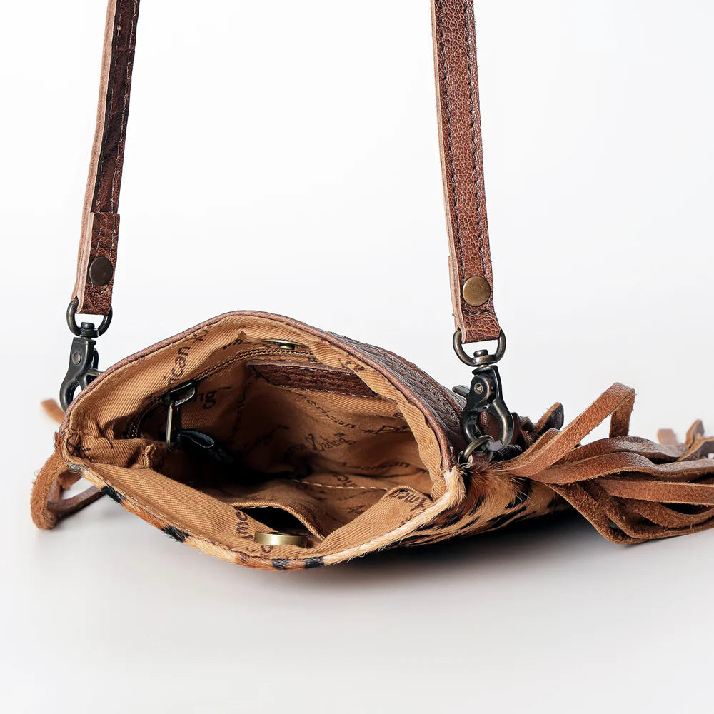 KACEY LEOPARD FRINGE CROSSBODY PURSE
