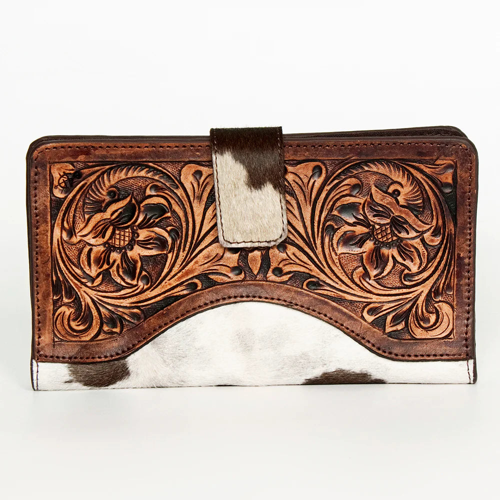 AMERICAN DARLING COWHIDE TOOLED WALLET