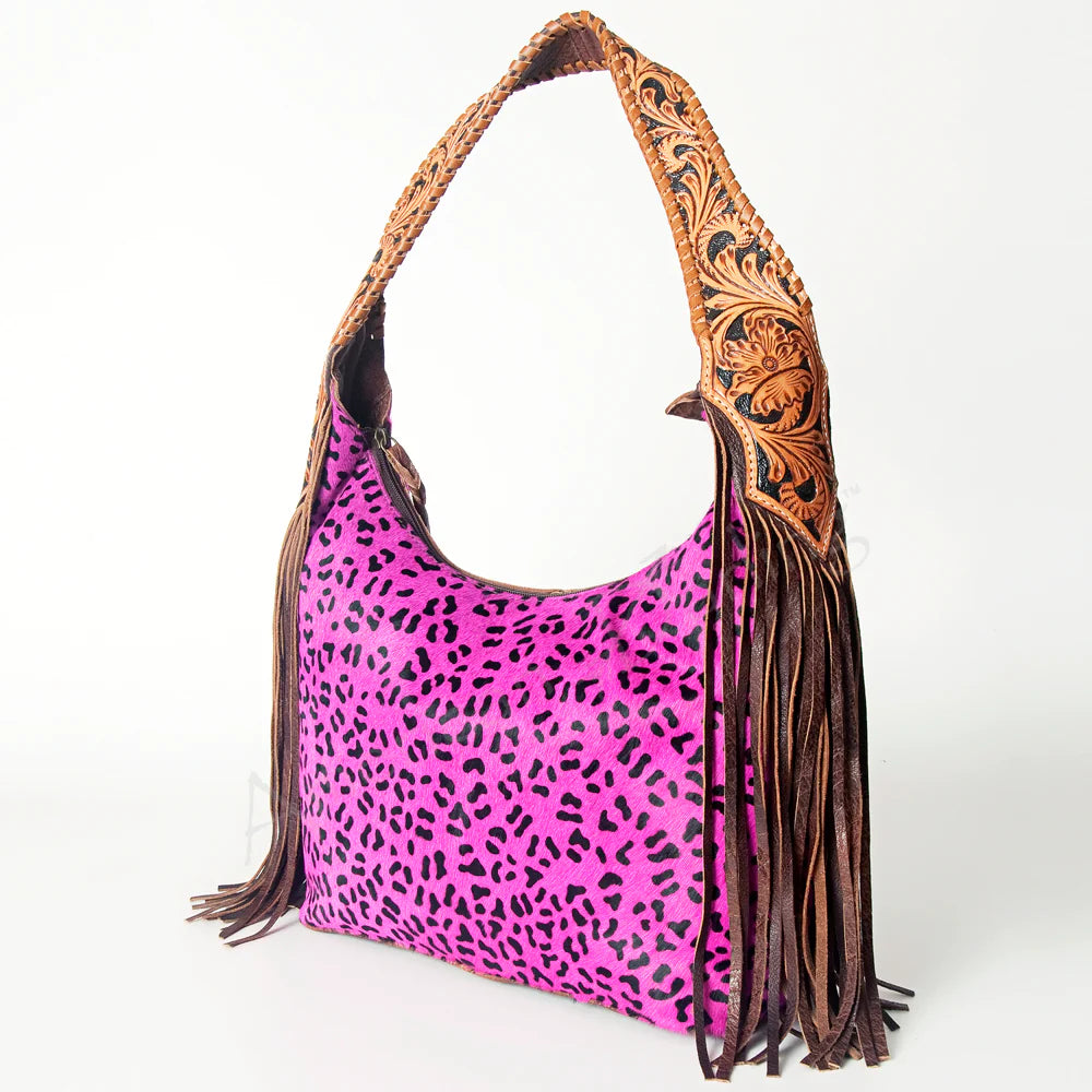 AMERICAN DARLING PINK LEOPARD FRINGE PURSE