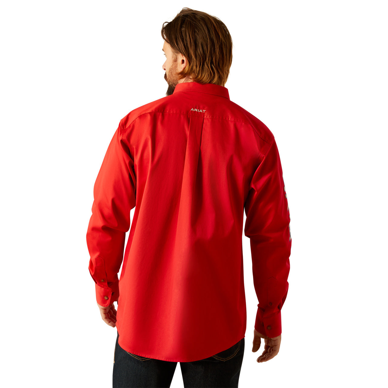 Ariat Team Logo Red Khaki Twill Long Sleeve Shirt