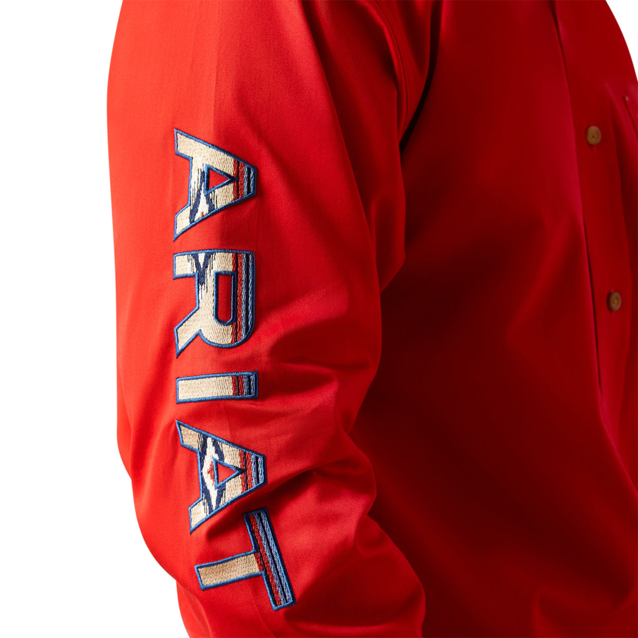 Ariat Team Logo Red Khaki Twill Long Sleeve Shirt