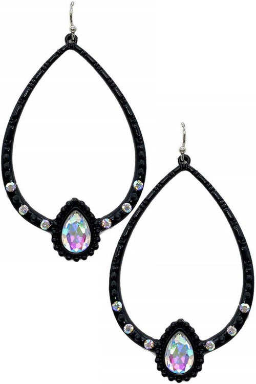 WESTERN CONCHO TEARDROP RHINESTONE EARRING