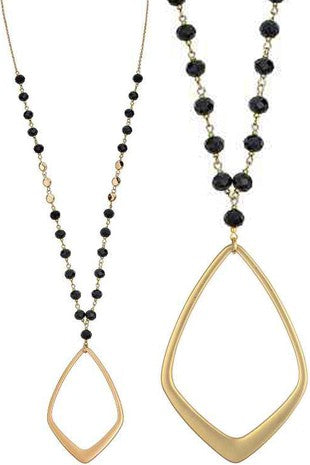 DIAMOND PENDANT LINK GLASS CRYSTAL BEAD NECKLACE