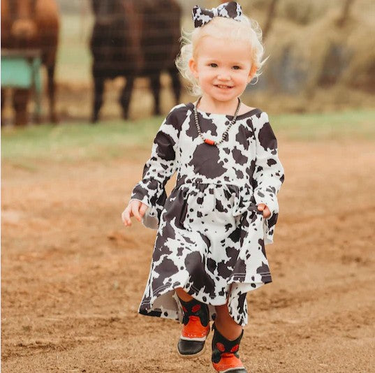 Cowprint Bell Sleeve Dress