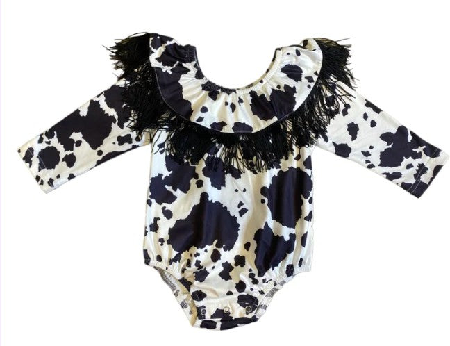 Cowprint Fringe Onesie