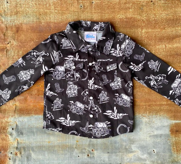 Boys Outlaw Print Pearl Snap