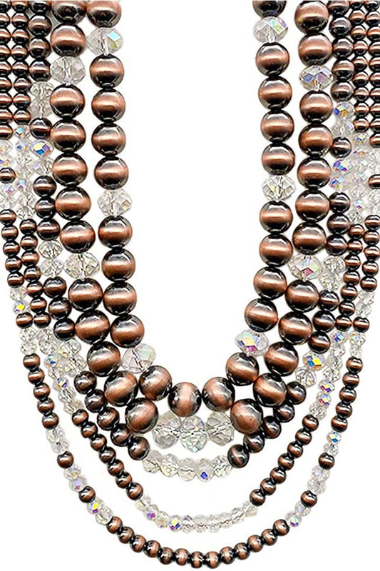 WESTERN COPPER NAVAJO PEARL GLASS CRYSTAL BEAD NECKLACE