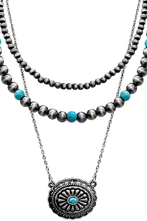 WESTERN GEMSTONE FLOWER NAVAJO PEARL NECKLACE