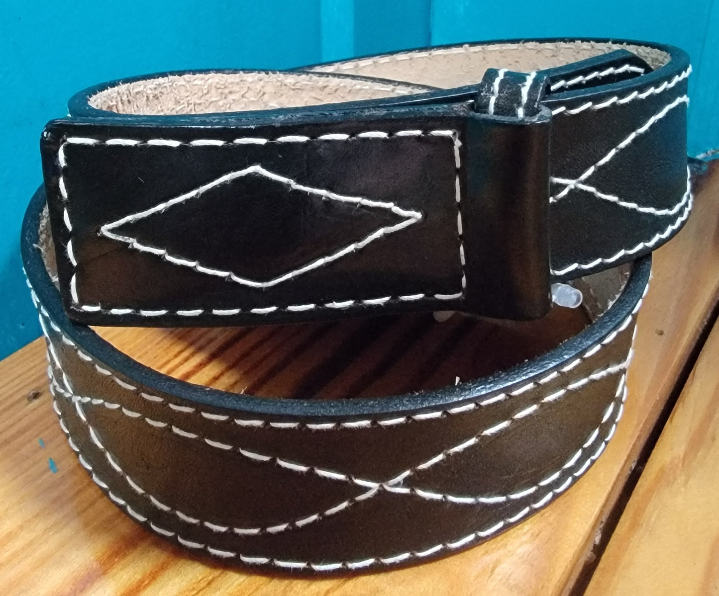 Nocona Black & White Stitched Buckle Belt