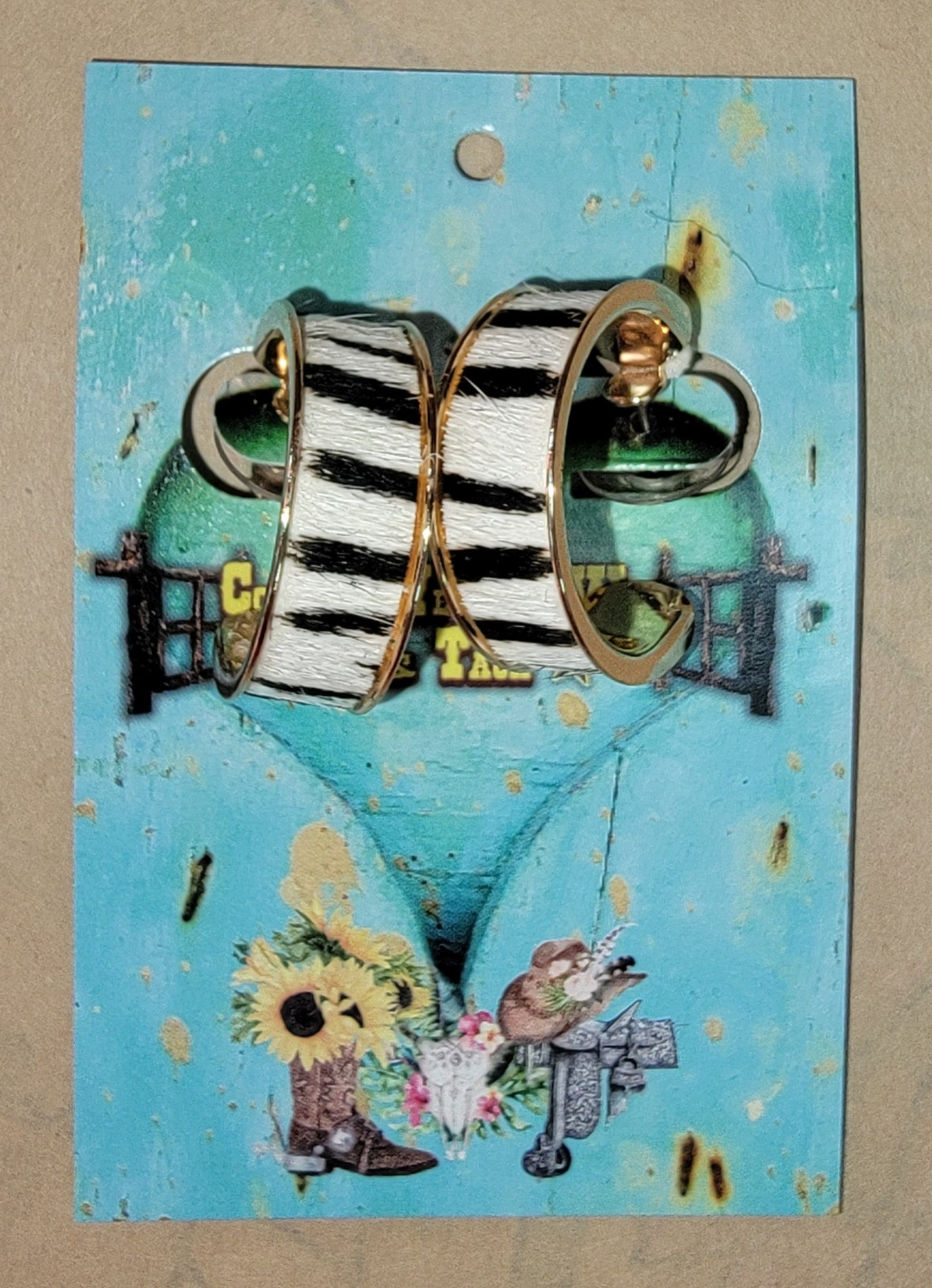 Cowhide Print Small Hoop Earrings