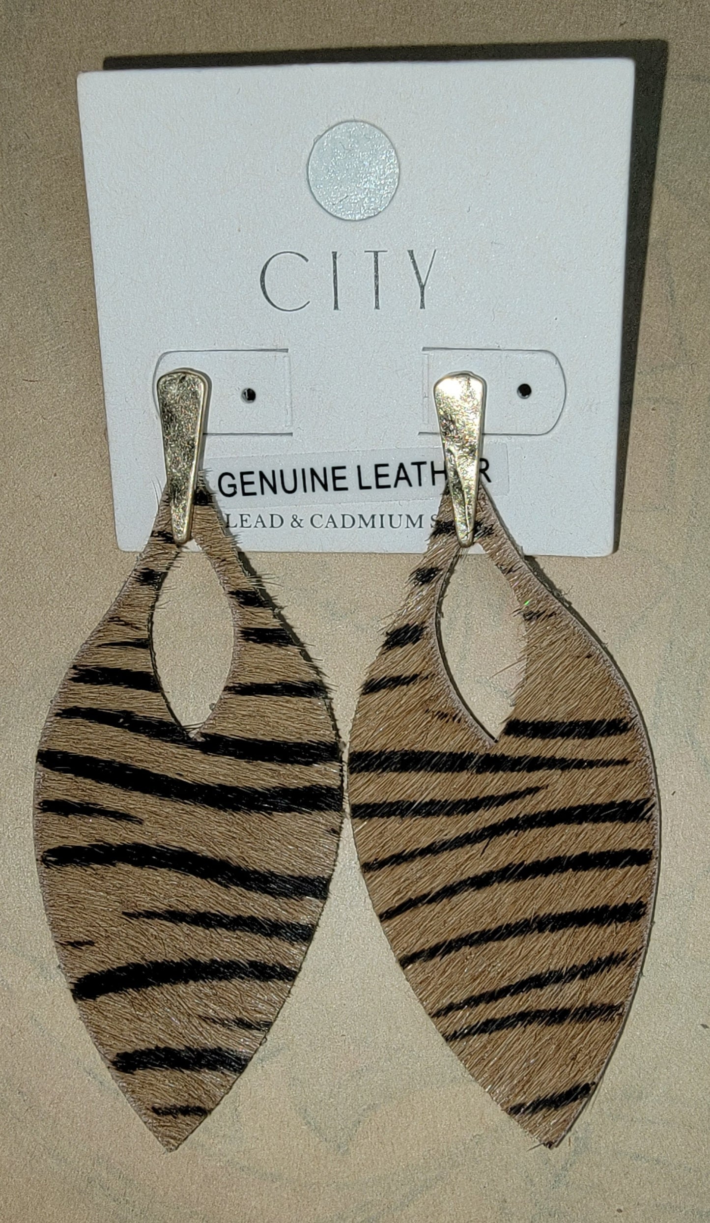 COWHIDE STRIPE PRINT EARRINGS