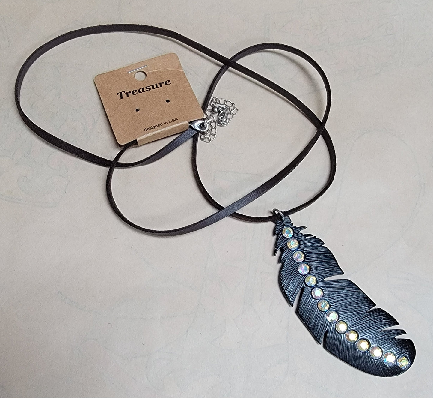 Feather Necklace on Leather