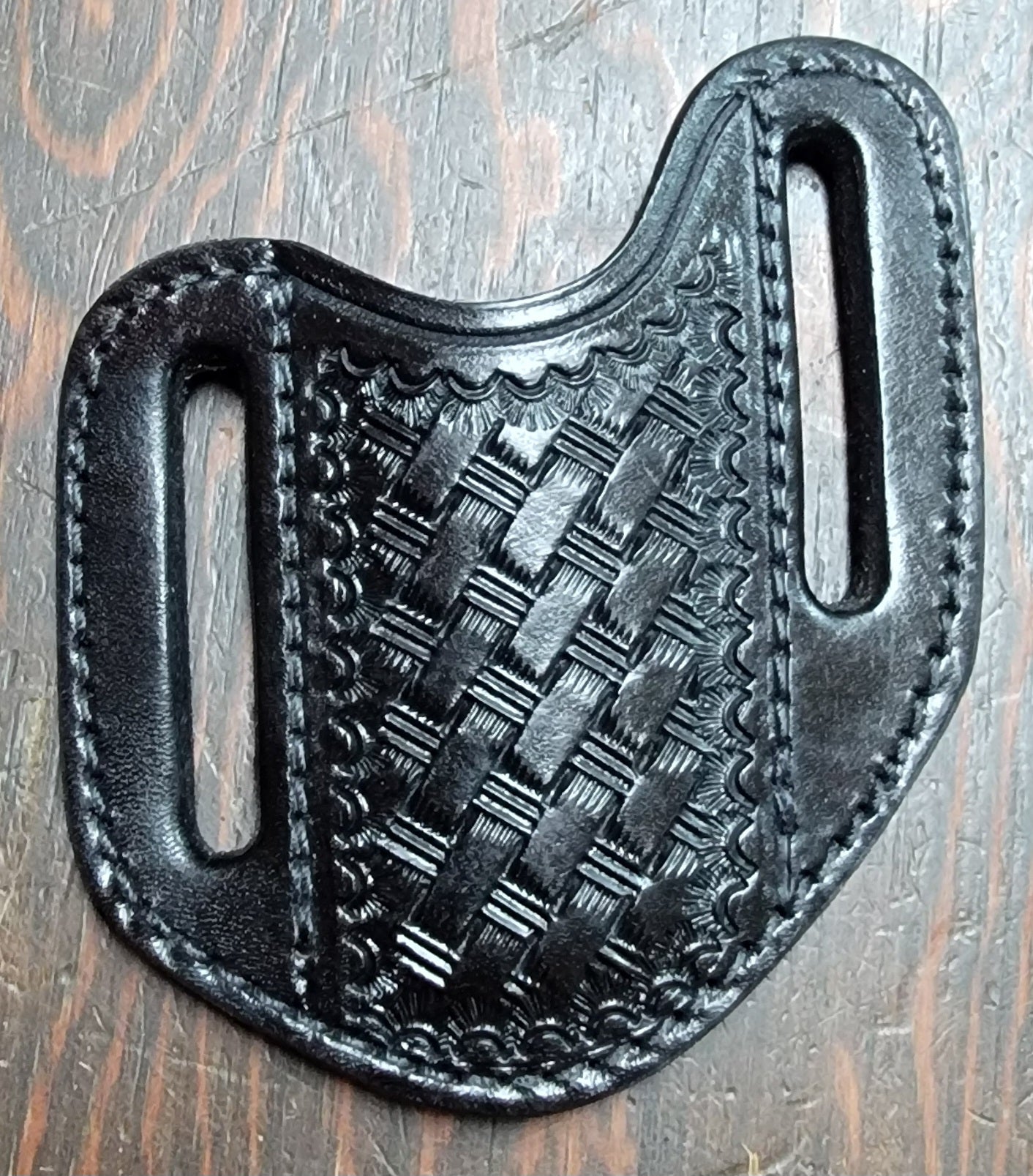 BASKET WEAVE SMALL LEATHER KNIFE SHEATH