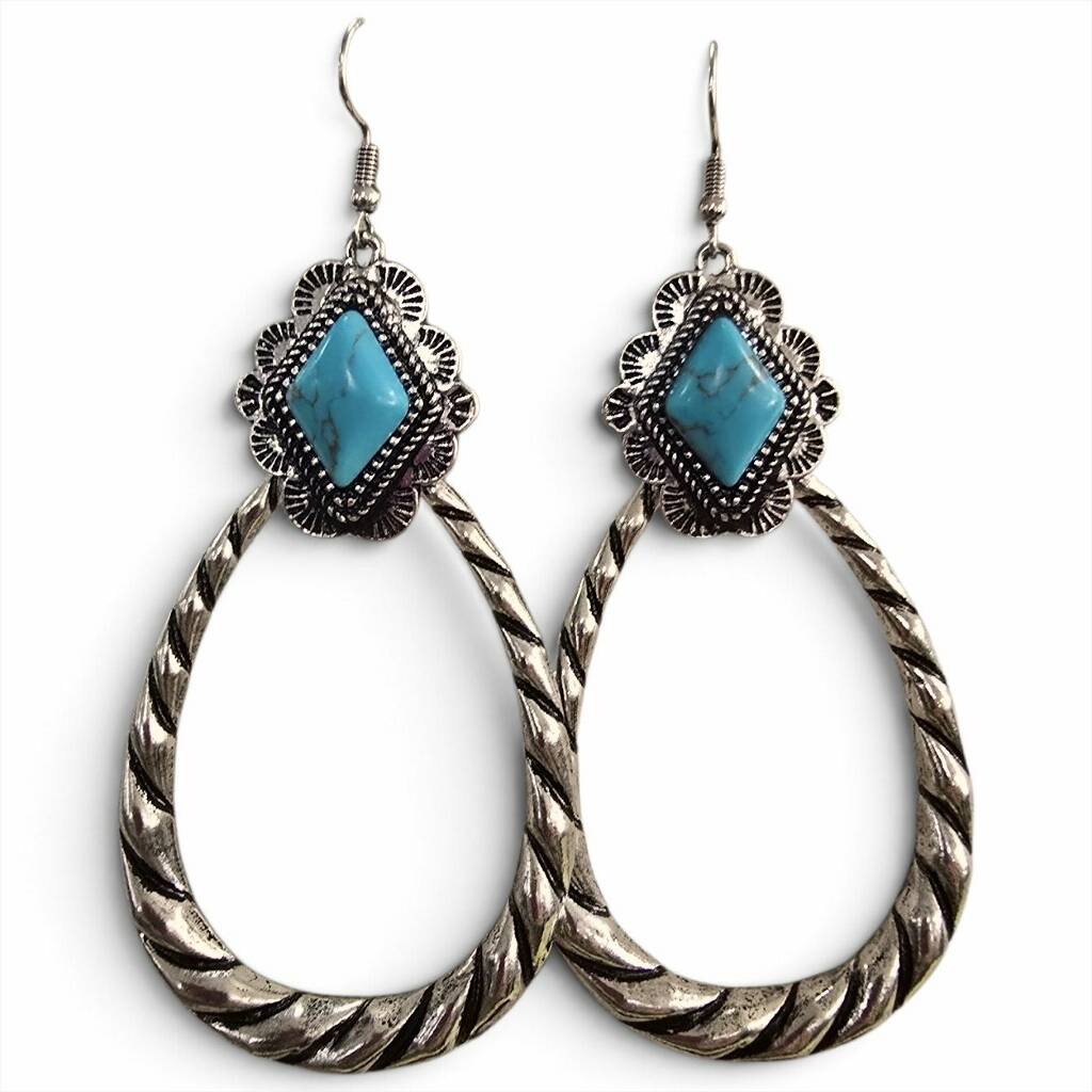 Turquoise Triangle Teardrop Earrings