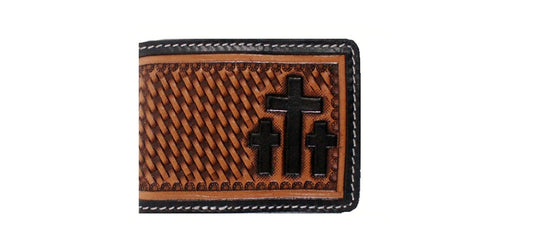 3 CROSS HAND PAINTED MONEY CLIP FRONT POCKET WALLET