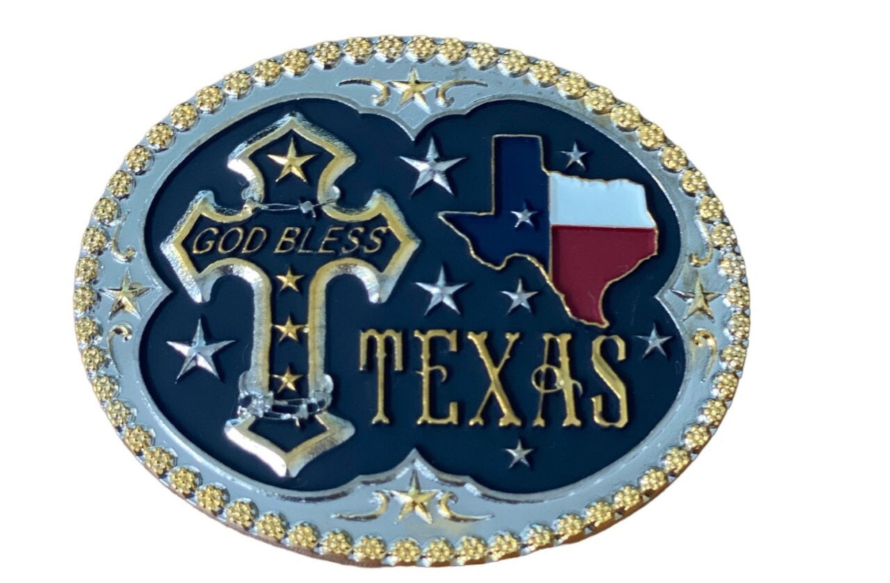 GOD BLESS TEXAS BELT BUCKLE