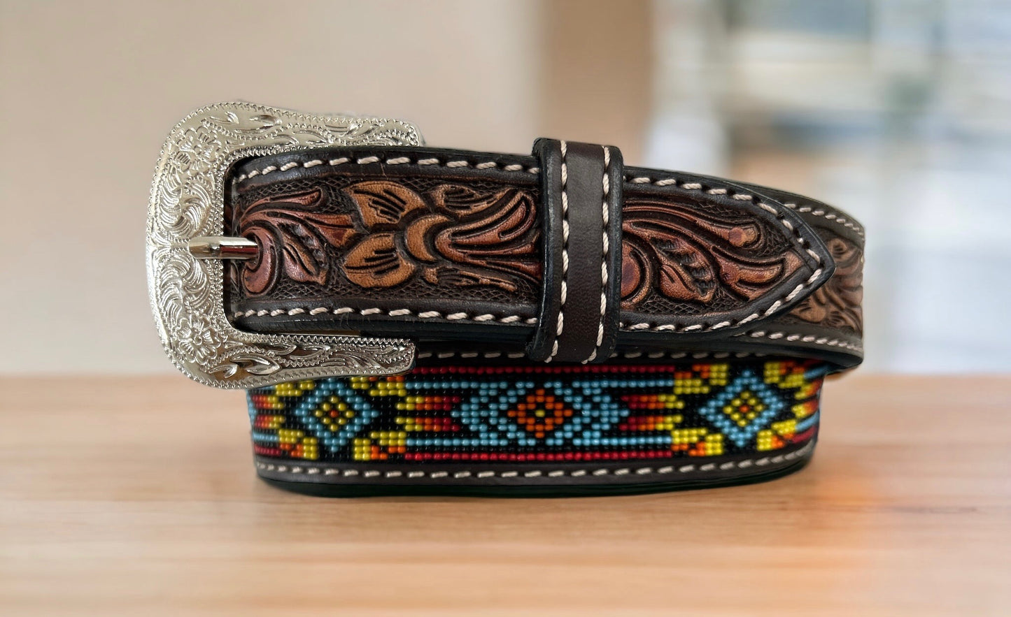 Twisted X Beaded Aztec Belt