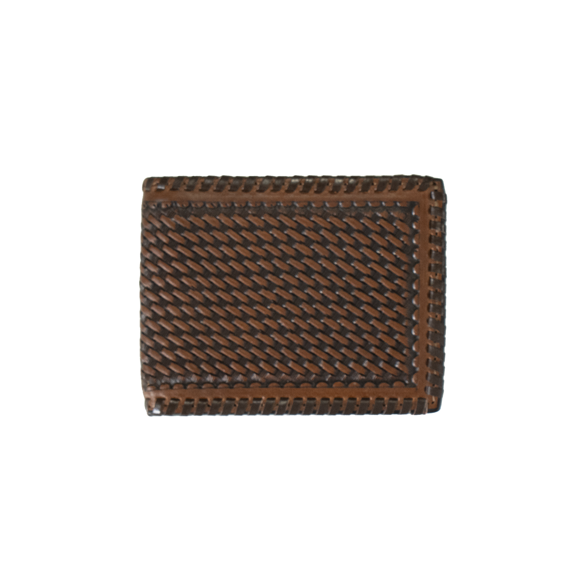 3D BASKET WEAVE SUNBURST BROWN BIFOLD WALLET