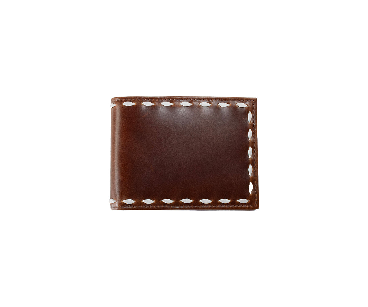 Brown Smooth White Lace Bifold Wallet
