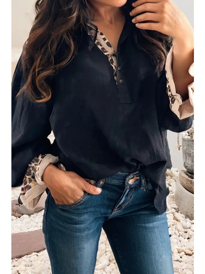 City Chic Black Leopard Top