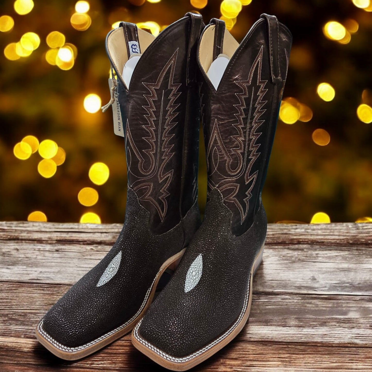 Anderson Bean Chocolate Stingray Square Toe Boot