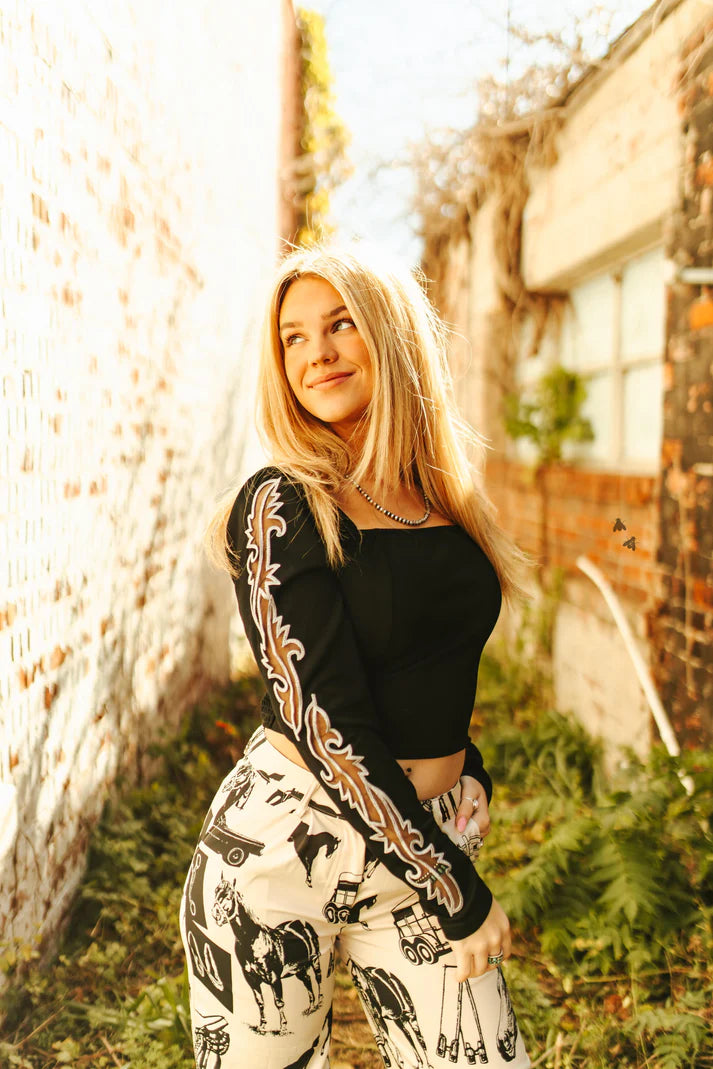 CUT IT WESTERN CROP TOP